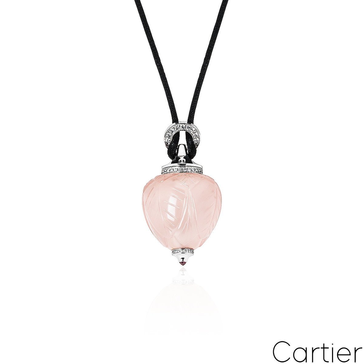 Cartier White Gold Rose Quartz & Diamond Inde Mystrieuse Perfume Bottle Pendant